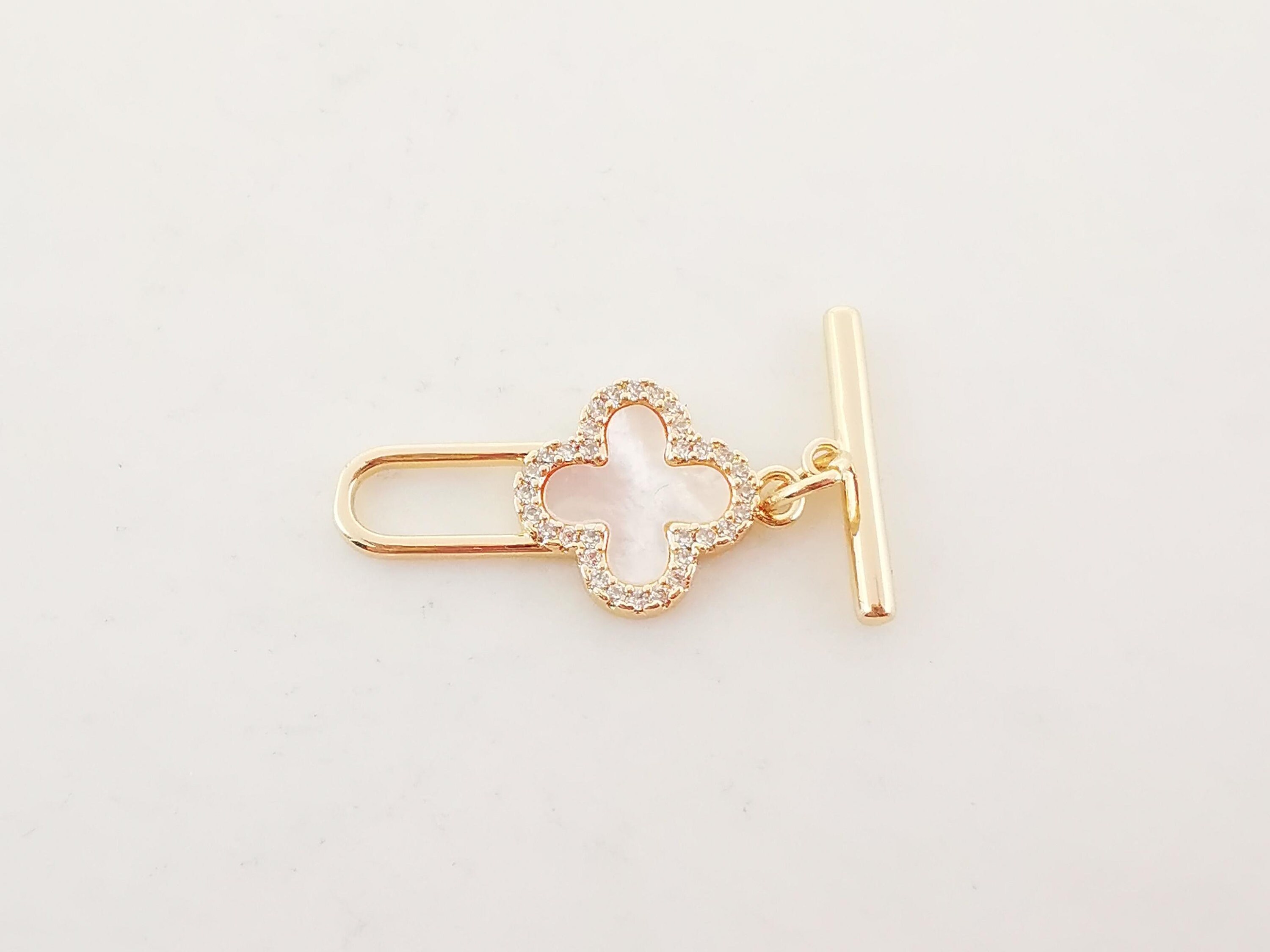 ஐ‬Atelier cloverஐ‬ Four Leaf Clover OT Toggle Clasps, 18K Gold Plated OT Buckle