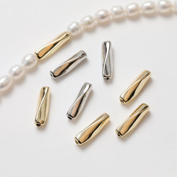 Tube Beads, Spacer Beads, 17mm, 14K Gold/Silver Plated, Bracelet Necklace Making Jewelry Finding GZ260