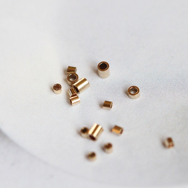 50pcs- Gold Filled Crimp Beads, 1.6x1mm/1.1x1mm Position Beads, 14K Gold Crimp Tube Beads, Gold Crimp Beads, B012