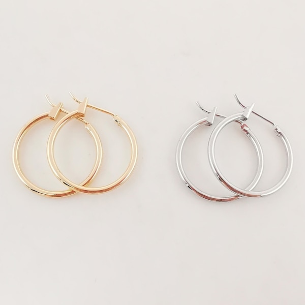 10PCS 18K Gold Plated Round Hoop Earring, Huggie Hoops Earring Parts, Spring Ear Hoops, 20mm, hoop earrings ZX069