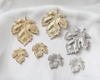 Textured Maple Leaf Charm, 14K Gold Plated, 3D Brass Leaf Pendant, For DIY Necklace Bracelet Jewelry Making Supply GZ1060