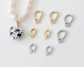 6個 - 14K ゴールドメッキペンダントトップ、CZ パヴェペンダント