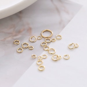 100pcs Jump Rings for Jewelry Making, Thickened Gold Plated Open Jump Ring, Gold Jump Rings for Keychains , 3mm 4mm5mm 6mm7mm 8mm 10mm D0001