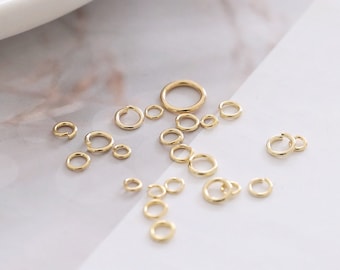 100 Stück Biegeringe für die Schmuckherstellung, Verdickter Vergoldeter Offener Biegering, Gold Biegeringe für Schlüsselanhänger, 3mm 4mm5mm 6mm7mm 8mm 10mm D0001