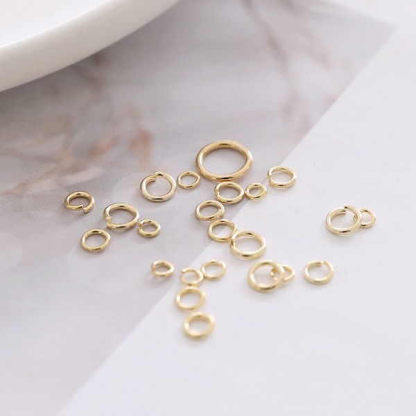 100pcs Jump Rings for Jewelry Making, Thickened Gold Plated Open Jump Ring, Gold Jump Rings for Keychains , 3mm 4mm5mm 6mm7mm 8mm 10mm D0001