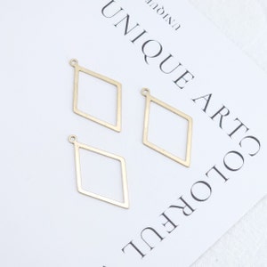 10pcs Raw Brass Rhombus Pendant, Geometric Charm, Clay Earring Making Findings, Handmade earring making Supplies Findings ST025
