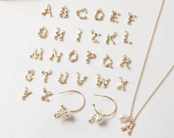 Hammered Alphabet Letter Charm, 14K Gold Plated, Initial Charm, Personalized Minimalist Letter Charm, For Necklace Bracelet Making GZ1022