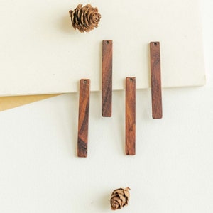 10PCS Long Rectangular Wooden Bar, Geometric Wooden Pendant, Necklace Making Findings JT048