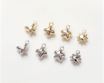 Butterfly/Clover/Star/Sun Charms, 3D Pendant, 14K Gold Plated, For DIY Bracelet Necklace Jewelry Making GZ1017