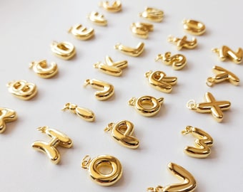 Alphabet Letter Charm, 18K Shiny Gold Plated Initial Charm, Personalized Minimalist Letter Charm for Necklace Bracelet Making S1235