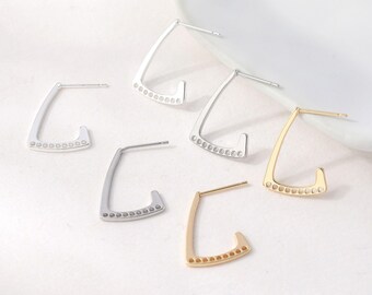 Geometrische open driehoekige oorring blanks, metalen oorstekers met meerdere gaatjes, 14K vergulde sieradenonderdelen voor bedeltjes GZ983