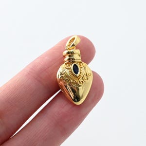 Vintage Gold Bottle Charms, 18K Real Gold Plated Pave CZ Bottle Pendants, Vintage Necklace Making Charms S20450 image 8