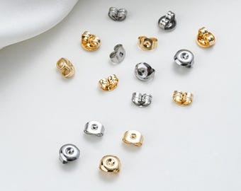 Stainless Steel Ear Nuts, 18k Real Gold Plated, Hypoallergenic Earring Backs for Studs , Earring Backs for Jewelry making Findings YY100