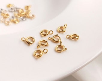 10PCS- 18K Gold/Silver Plated Spring Clasp, Open Spring Clasps, Lobster Clasp, Necklace Clasp Making for Jewelry Findings ZZ011-ZX7042