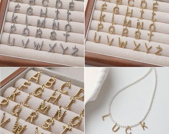 Twisted Alphabet Letter Charm, Stainless Steel 14K Gold Plated, Initial Charm, For DIY Name Necklace Personalized Jewelry Making GZ1024