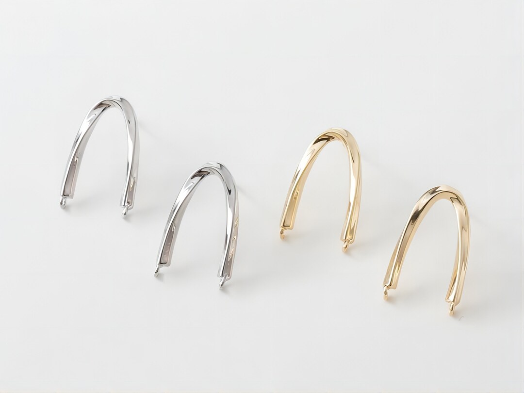 14K Gold U Shape Earring Post With 2 Loops Arch Ear Studs Etsy