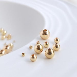 14K Gold Plated beads,Gold Spacer Round Beads, 2mm/2.5mm/3mm/4mm/5mm/6mm/8mm ,Spacer Beads For Bracelet,Jewelry making, Tarhish resistant