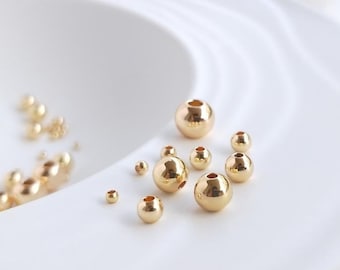 14K vergulde kralen, gouden spacer ronde kralen, 2 mm/2,5 mm/3 mm/4 mm/5 mm/6 mm/8 mm, spacer kralen voor armband, sieraden maken, Tarhish-bestendig