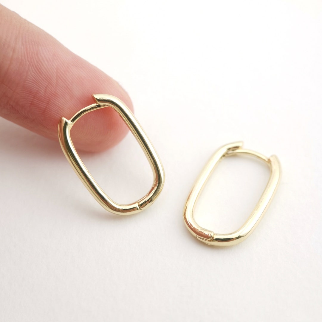 Gold U Shape Hoop Earring, 19.4*12.7mm, 18K Gold Plated Leverback ...