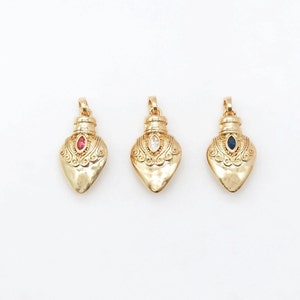 Vintage gouden fles charms, 18K echte vergulde Pave CZ fles hangers, vintage ketting maken charmes S20450