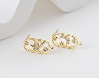 ⬛︎結月★イヤリング 月と星のイヤリングポスト、1ペアで販売、S925シルバーイヤリングピン