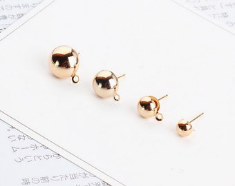 10pcs Half Ball Ear Post, Nickel Free Earrings, 6mm,8mm,10mm,12mm, Gold/Silver Ear Stud, Hypoallergenic Earring Findings BY011-ZX7007