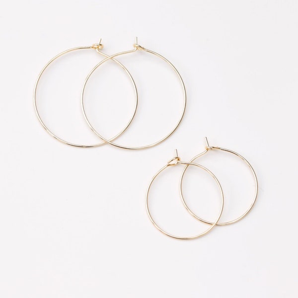 20pcs 14K Gold Plated Round Hoop Earring , 25/30/35/40mm, Nickel Free Circle Earring Hoops, DIY Earring Finding, Earring Findings Z024