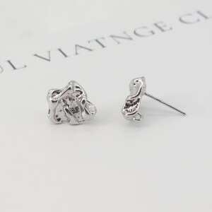 10pcs Irregular Earring Post with Loop, 14K White Gold Plated,  Pin Nickel Free Earrings, Knot Ear Stud with Loop ZX147