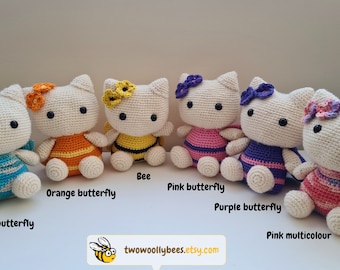 READY TO SHIP - Crochet Kitty Plush Toy - various colours and designs