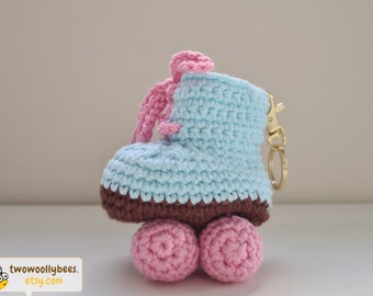 Crochet Roller Skate Keyring - Organic Cotton, Handmade in Australia