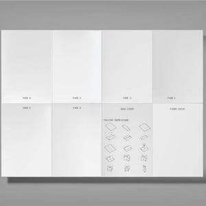 Puede incluir: Un folleto blanco en blanco con ocho páginas, incluyendo una portada, una contraportada y seis páginas interiores. El folleto está doblado por la mitad y tiene instrucciones de doblado en la contraportada.