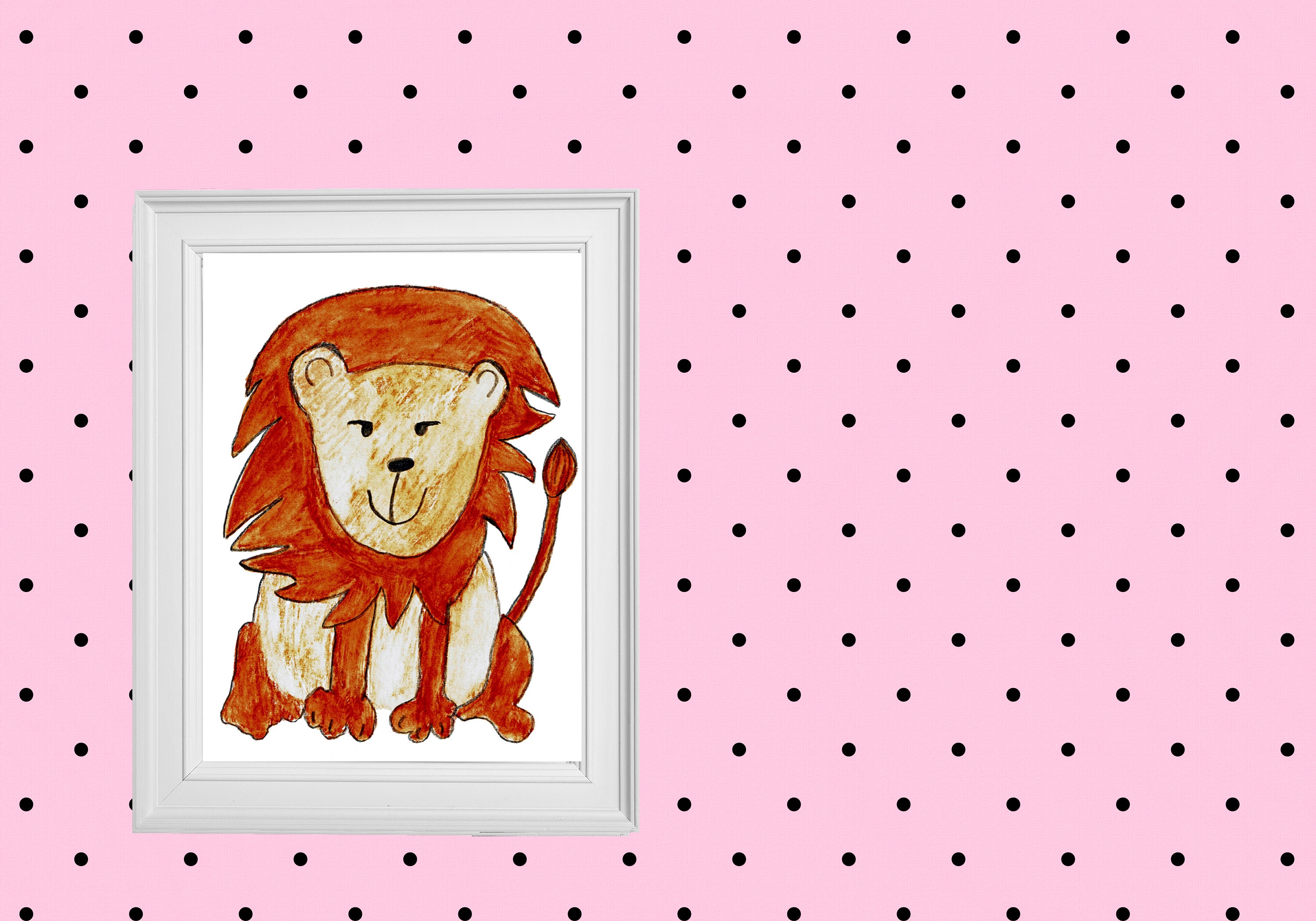 Kinderbild Löwe auf Fine Art Paper 270 g/m2 | Etsy