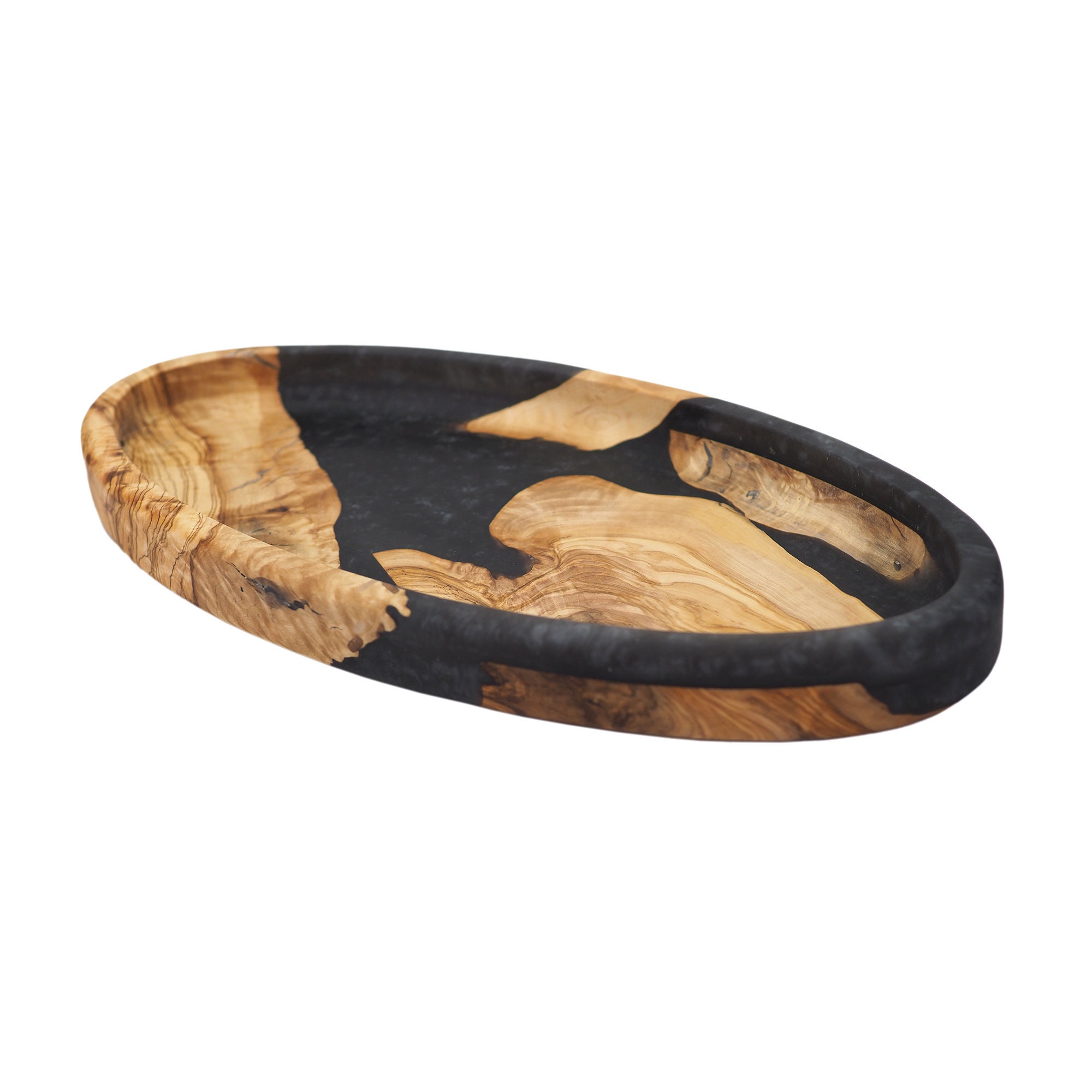 Handmade Olive Wood Serving and Salad Plate, Decorative Presentation Plate for Fruit & Meat, Unique Housewarming Wedding Gift - Waapa