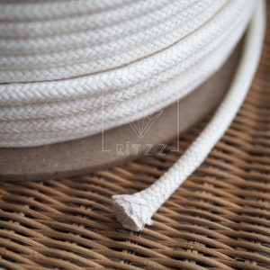 Braided Cotton Cord, Tress Macrame Cord, Macrame Rope, Craft Supplies, Rainbow Rope, Macrame Supplies White Braided Cotton Cord 6-8-10-12MM