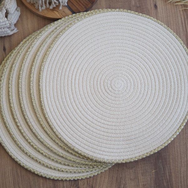 Cotton Rope Placemats, Braided Placemats, Round Placemats, Dining Table Mats, Dining Table Decor, Placemats for Dining Table, Rope Mat