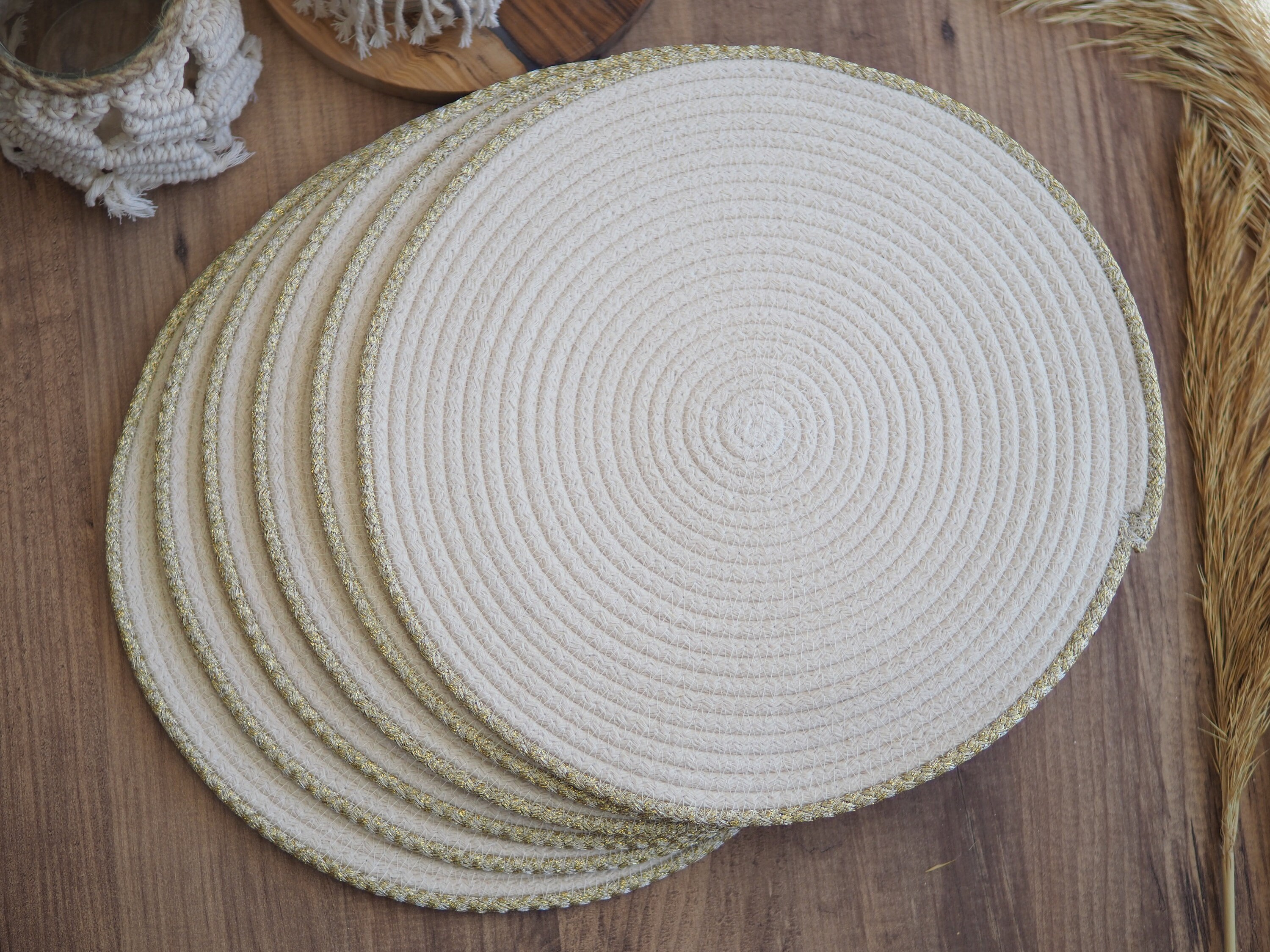 Cotton Rope Placemats, Braided Placemats, Round Placemats, Dining Table
