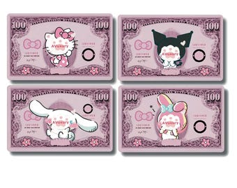 Cute Dollar Bill Sanrriho Sticker - Waterproof Vinyl Decal