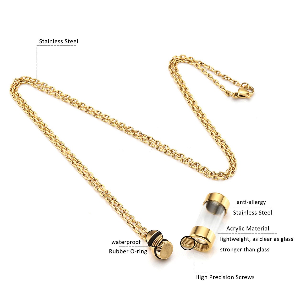 Vial Pendant Necklace Empty Bottle Tube Memorial Pendant Etsy Australia