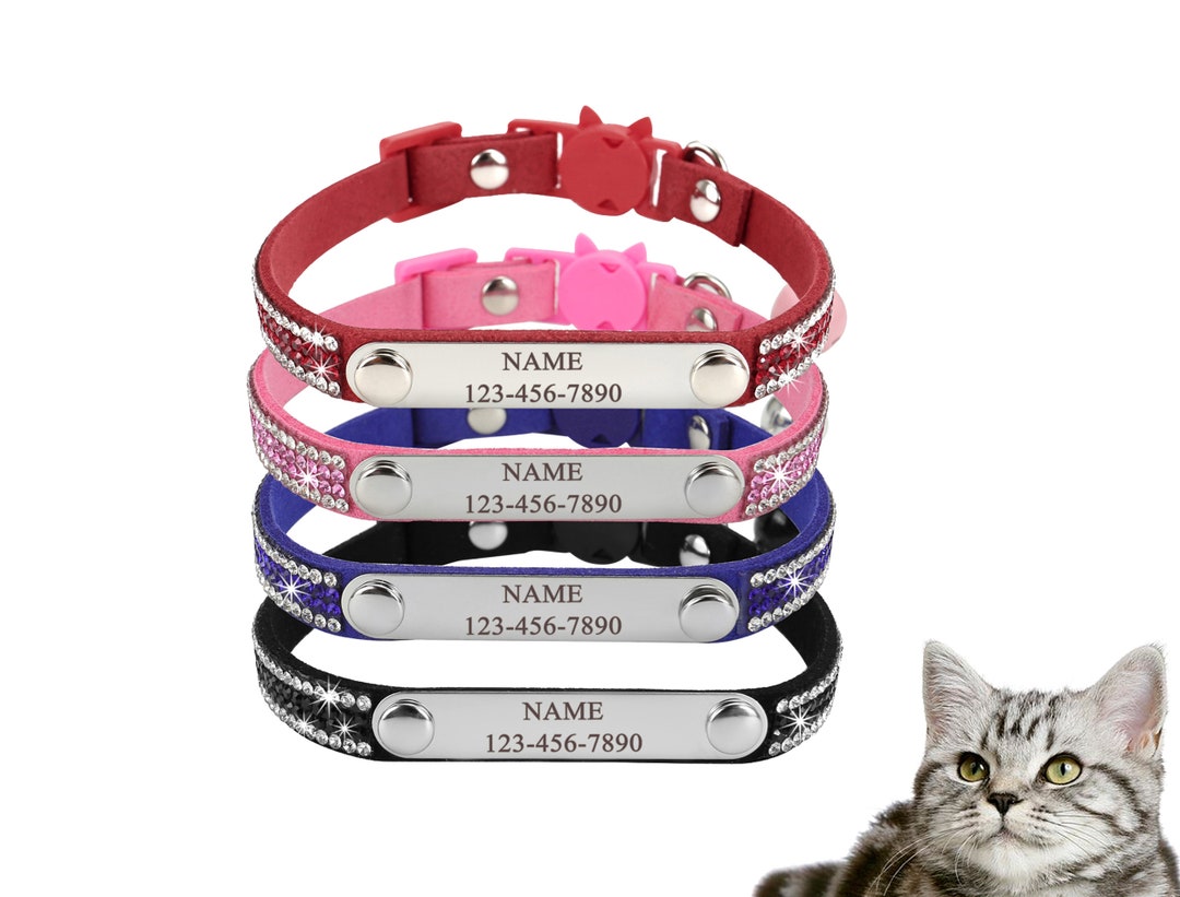 Rhinestones Cat Collar W/ Custom Name Tag Crystal Cat Collar Etsy