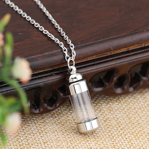 Vial Pendant Necklace, Empty Bottle Tube,  Memorial Pendant, DIY Vial,  Cremation Vial, Keepsake necklace, Ash Pendant, Fillable Locket