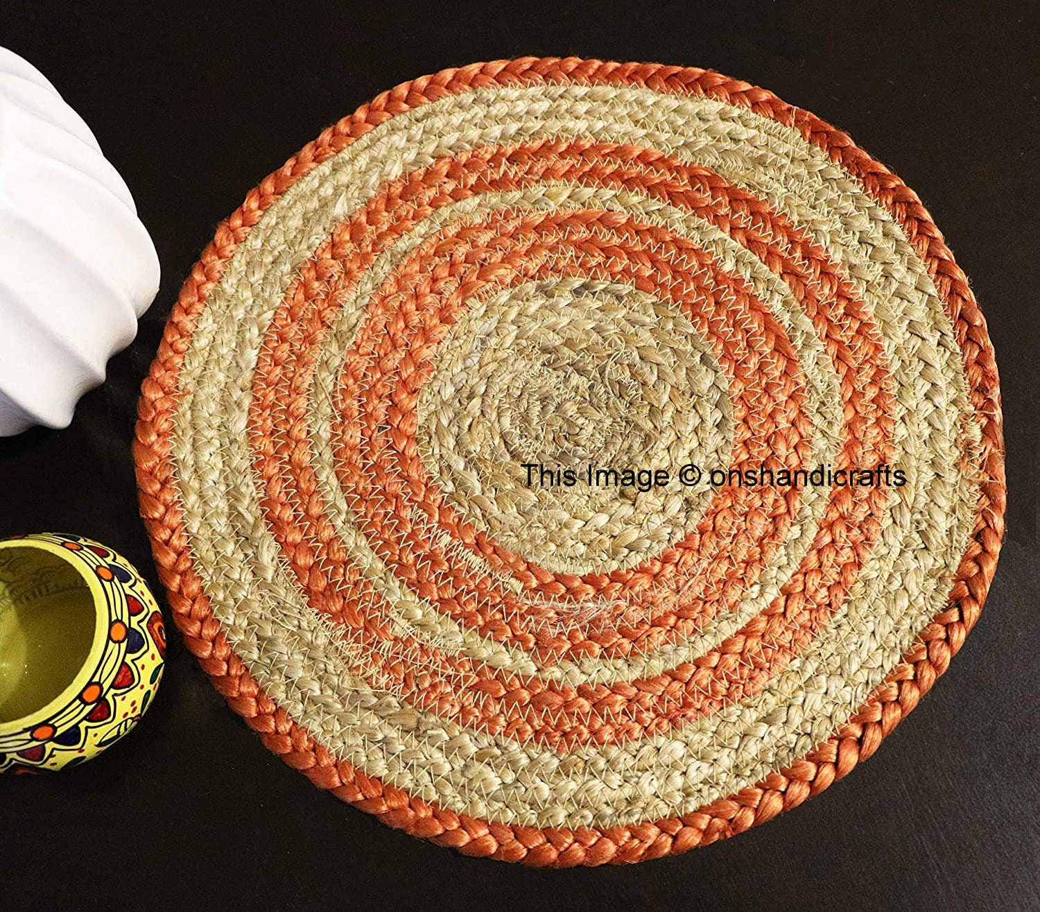 Round Jute Braided Coaster Natural Placemat Burlap Etsy