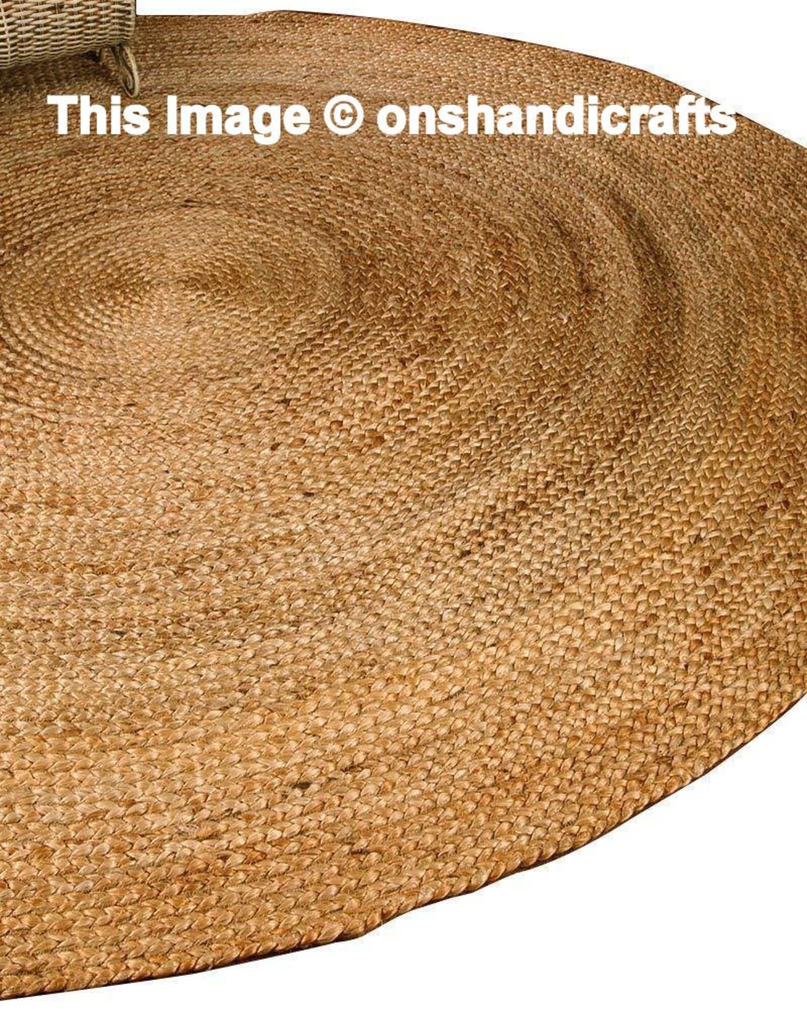 Natural Jute Round 3x3 Feet Rug. Free Express Shipping Etsy