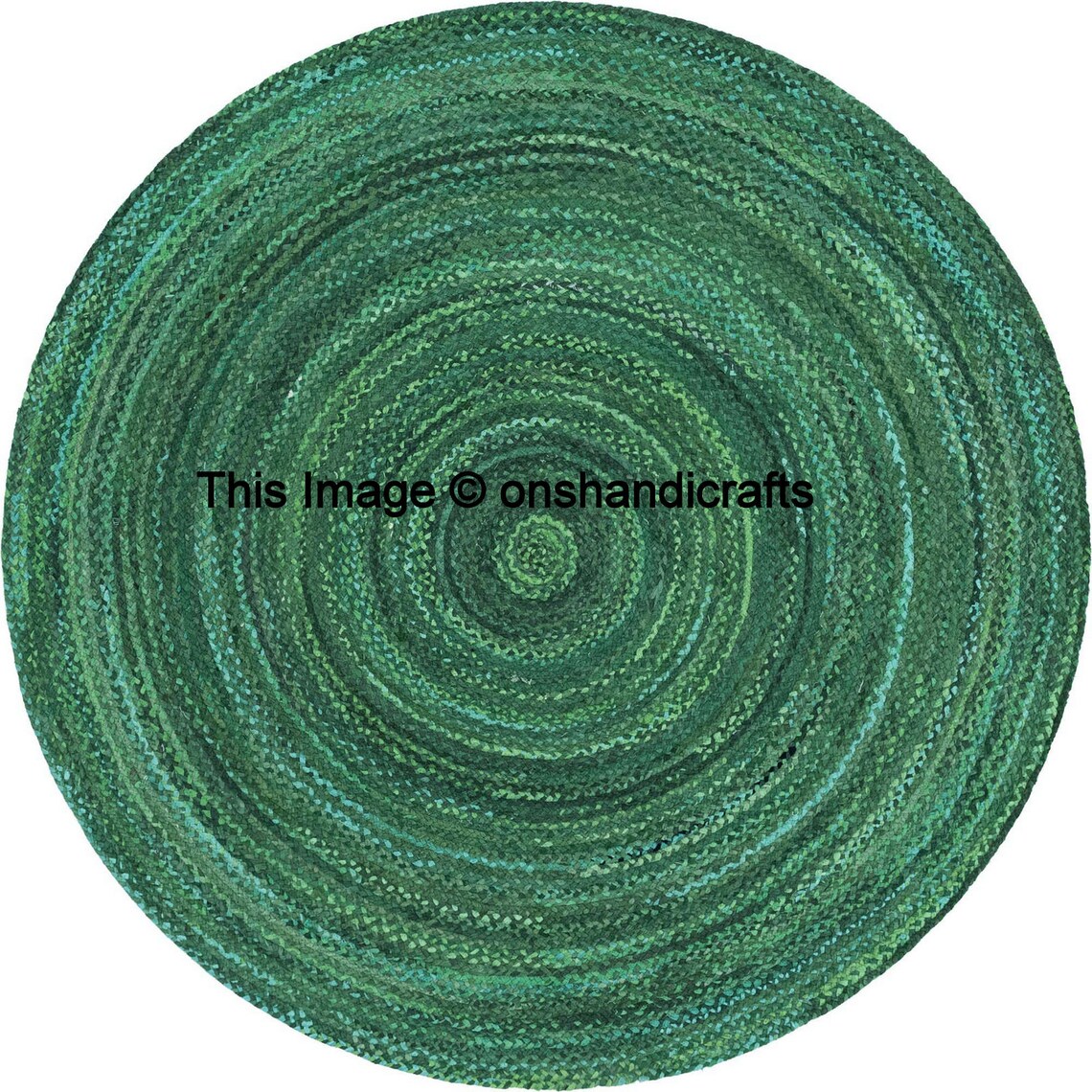 Braided Cotton Round Rag Rug Green Color Rug Etsy