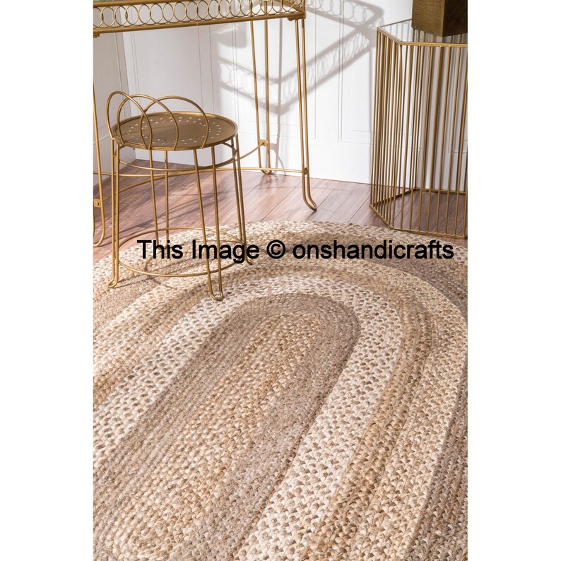 Braided Jute 3 Border Oval Rag Rug. Etsy