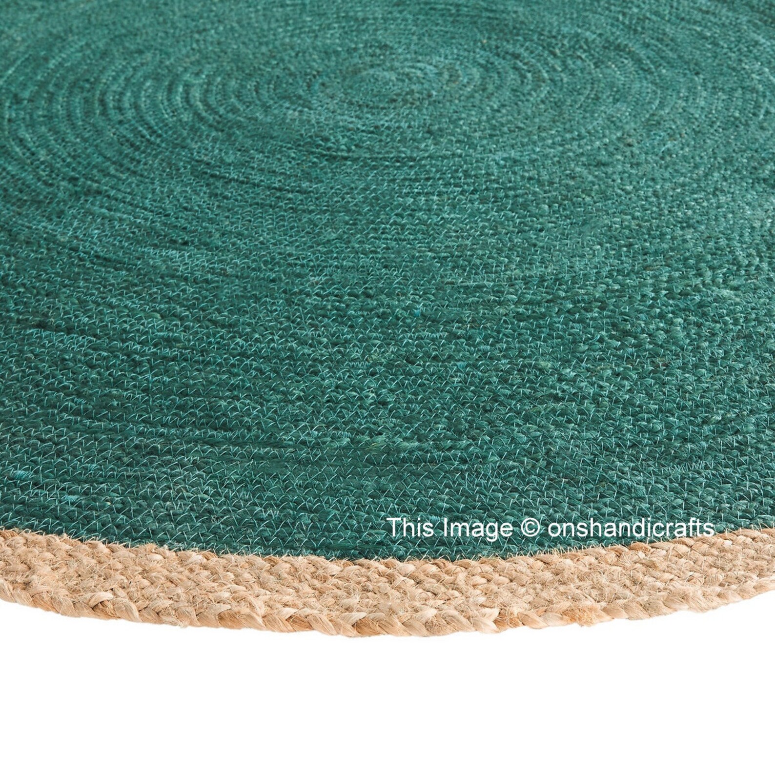 Braided Jute Round Rag Rug With mix Green And Beige Color Etsy