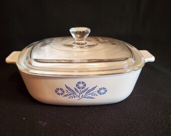 Vintage 2nd Generation (1960-61) Corningware Blue Cornflower - 1 Quart - (REF 023)