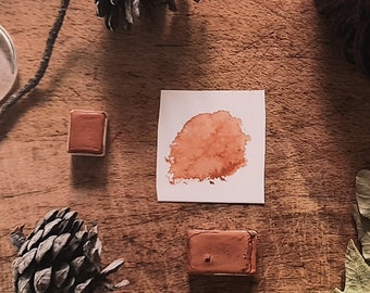Aquarelle Artisanale faite a la main - Orange - Pour la peinture et la calligraphie - Teinte de Brun - Collection botanique - Agrumes