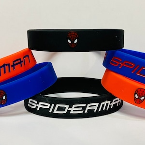 6 SPIDERMAN BRACELETS Birthday Party Wristbands Iron Man Hulk Thor Captain America Thanos Avengers