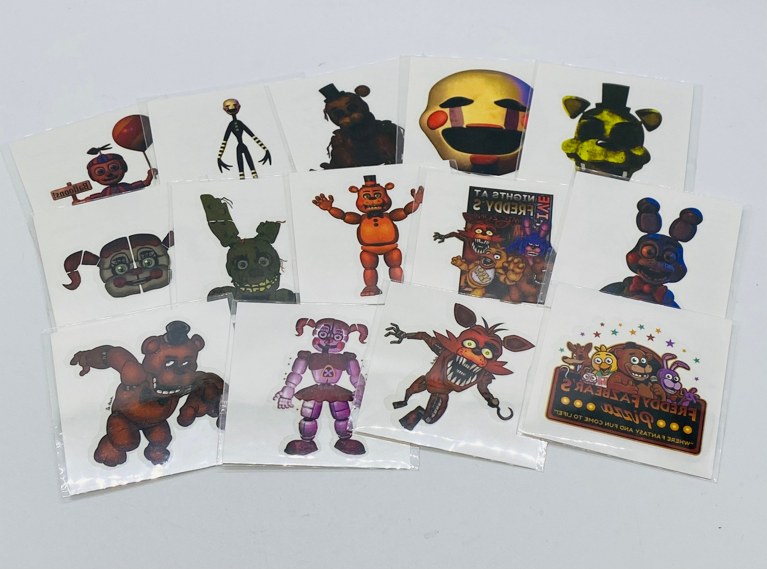 Five Nights at Freddys Temporary Tattoos  Freddy Fazbear  Bonnie  Chica   Foxy  Mangle  Pack of 18  Party Supplies  Skin Safe  MADE IN THE USA