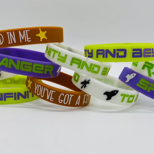 10 TOY STORY BRACELETS Birthday Party Wristbands Woody Buzz Lightyear